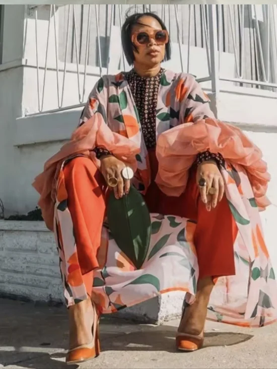 Big Peach Kimono Ruffle Robe NeW  OS - Picture 4 of 4